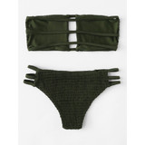 Ladder Cut Out Shirred Bikini Set