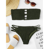 Ladder Cut Out Shirred Bikini Set