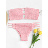 Ladder Cut Out Shirred Bikini Set