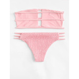 Ladder Cut Out Shirred Bikini Set