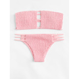 Ladder Cut Out Shirred Bikini Set