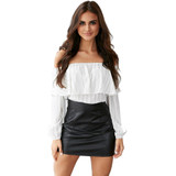 Women Blouse Sexy Off Shoulder Tops Long Sleeve Shirt Casual Stripe