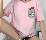 Kawaii Cat Graphic Funny Harajuku Aesthetic T-Shirt in Retro 90s Style Kawaii Cat Graphic Funny Harajuku Aesthetic T-Shirt in Retro 90s Style