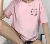 Kawaii Cat Graphic Funny Harajuku Aesthetic T-Shirt in Retro 90s Style Kawaii Cat Graphic Funny Harajuku Aesthetic T-Shirt in Retro 90s Style