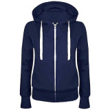 Fashion Women Solid Zip Up Hoodies Sweatshirt Hooded Long Sleeve Autumn Winter Coat Tops FS99