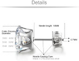 Jewelry Women's Stainless Steel Round Clear Cubic Zirconia Stud Earring (6 Pairs)