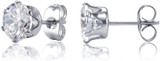 Jewelry Women's Stainless Steel Round Clear Cubic Zirconia Stud Earring (6 Pairs)