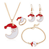 Christmas Necklace and Earring Set Long Drop Bracelet Ring Jewelry Set for Birthday Valentines Mothers Day Christmas Gifts for Women Girls