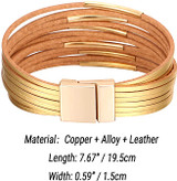 Women Multi-Layer Leather Wrap Bracelet Handmade Wristband Braided Rope Cuff Bangle with Magnetic Buckle Jewelry
