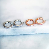 14K Gold Plated Cubic Zirconia Cuff Earrings Huggie Stud