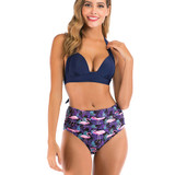 Womens High Waisted Bikini Set High Rise Two Piece Push Up Halter Swimsuits Bathing Suits