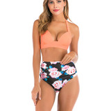 Womens High Waisted Bikini Set High Rise Two Piece Push Up Halter Swimsuits Bathing Suits