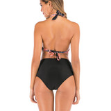 Womens High Waisted Bikini Set High Rise Two Piece Push Up Halter Swimsuits Bathing Suits