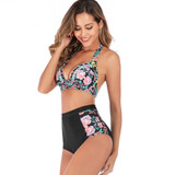Womens High Waisted Bikini Set High Rise Two Piece Push Up Halter Swimsuits Bathing Suits