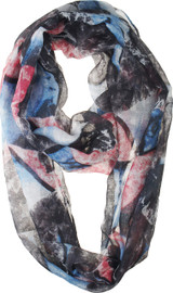 Soft Light Weight Elegant Leaf Print Sheer Infinity Scarf