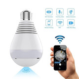 1080P HD WiFi IP Camera 360° Panoramic Fisheye Hidden cam Bulb Light Home Security Fisheye Bulb Lamp Night Vision Baby Monitor