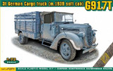 Ace 1/72 German G917T (m.1939 soft cab) 3-Ton Cargo Truck Kit