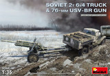 MiniArt Military Models 1/35 WWII Soviet 2-Ton 6x4 Truck & 76mm USV-BR Gun (New Tool) Kit