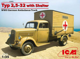 ICM 1/35 WWII German Type 2,5-32 Ambulance Truck w/Shelter Kit