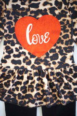 Leopard peplum top with heart pants set CKTZ-204014 sale