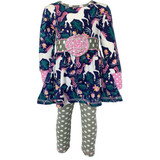 "Kara" Unicorn Polka Dot Dress Leggings Set