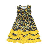 Sunflower Camouflage Ruffle Dress