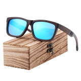 Dark Wooden Sunglasses with Hollow Arm Detail