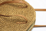 Round Hand Woven Straw Shoulder Handbag