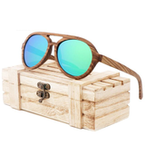 Zebra Wood Aviator Sunglasses