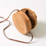 Handmade Round Rattan Handbag with Star Pattern