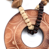 Round Wooden Beaded Pendant Necklace