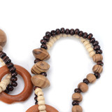Round Wooden Beaded Pendant Necklace