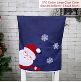 Christmas Linen Embroidered Snowman Chair Cover