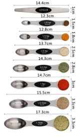 Magnetic Measuring Spoons Set of 8, Stainless Steel, Dual Sided, for Measuring Dry and Liquid Ingredients