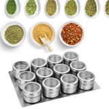 12 Magnetic Spice Containers Spice Tins - Wall Mounted