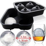 Silicon Whiskey Ice Cube Ball Maker Mold, Ice Ball Maker with 4 X 4.5 cm Ball Capacity