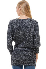 Two Tone Cozy Knit Dolman Sleeves Assymetrical Top