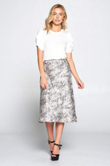 Leopard Print Satin Midi Skirt