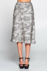 Leopard Print Satin Midi Skirt