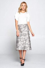 Leopard Print Satin Midi Skirt