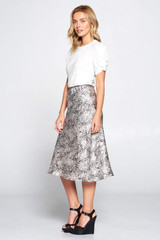 Leopard Print Satin Midi Skirt