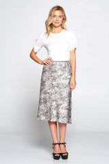 Leopard Print Satin Midi Skirt