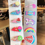 1Set Girls Cute Cartoon Animal Fruit Colorfur Hairpins Children Sweet Hair Clip Barrettes Headband Kids Fashion Hair Accessories