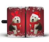 Old English Sheepdog Christmas Red Print Wallet Case-Free Shipping