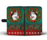 Cute Alaskan Malamute Christmas Print Wallet Case-Free Shipping