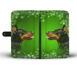 Doberman Pinscher Dog On Green Christmas Print Wallet Case-Free Shipping