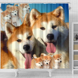 Akita Dog Print Shower Curtain-Free Shipping