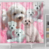 Bolognese Dog Print Shower Curtain-Free Shipping