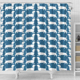 Dachshund Dog Art On SkyBlue Print Shower Curtains-Free Shipping