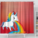 Rainbow Unicorn Print Shower Curtain-Free Shipping